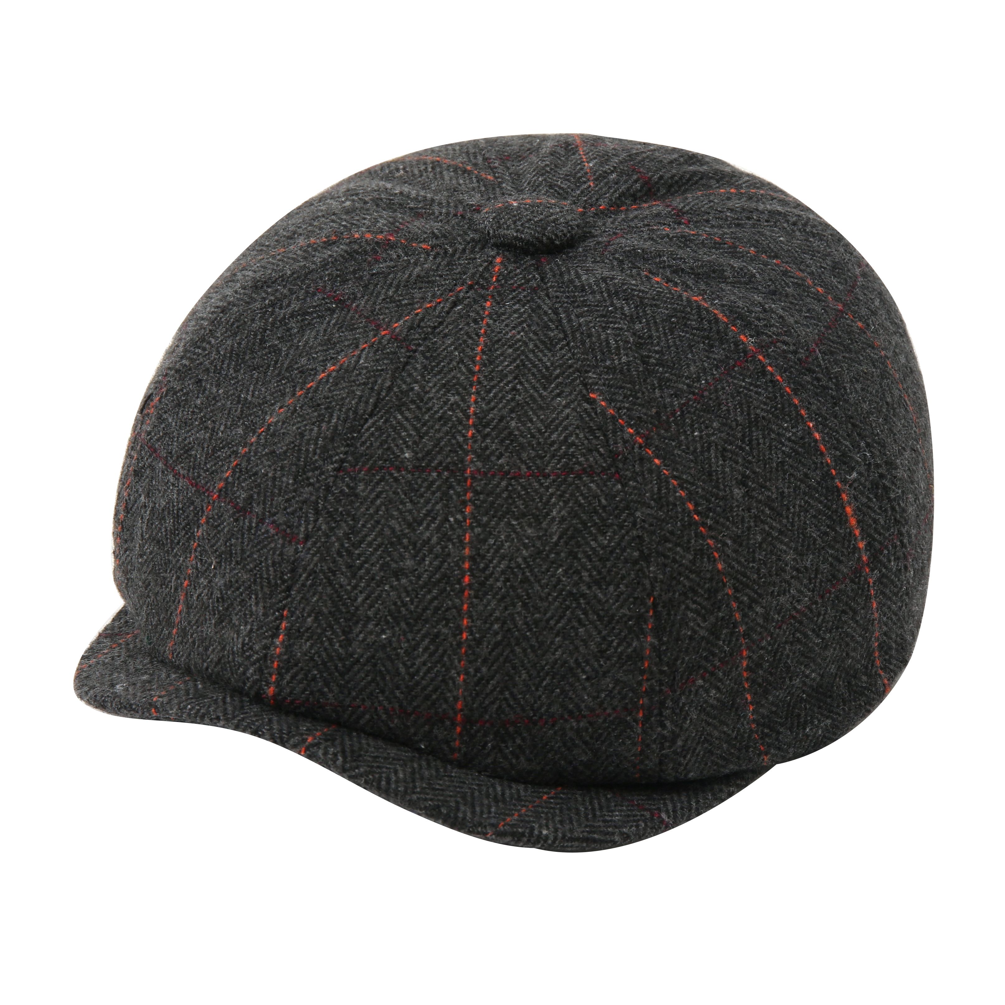 Octagonal hat, European style, fashionable and trendy neutral hat, simple wool hat, British checkered style, Japanese retro hat, fashionable hat Item Picture