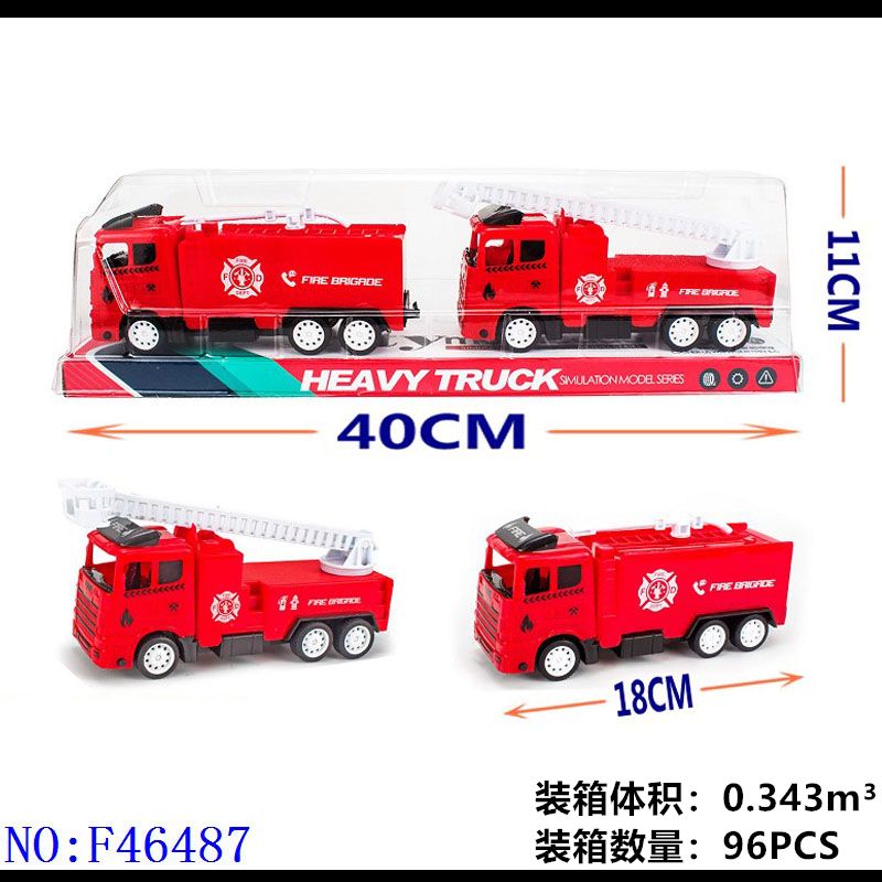 Inertia car fire truck toy cartoon inertia simulation car car model baby Yiwu small goods city stall foreign trade wholesale F46487 Specification drawing