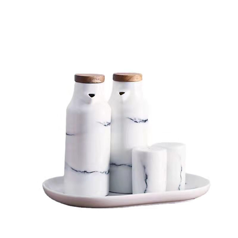 Creative kitchen Marble-patterned ceramic oil pot, soy sauce and vinegar bottle, oil bottle and vinegar pot details Picture