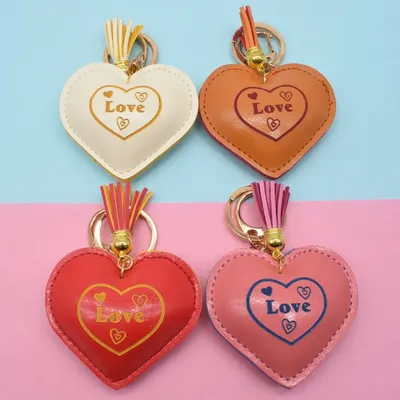 Pu Leather Fringe Love Key Chain Gift Pendant