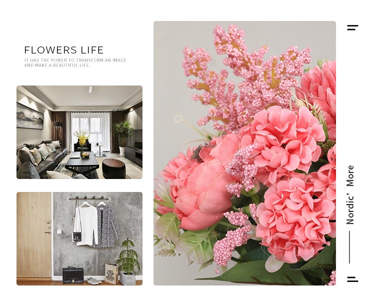 Wholesale of living room home simulation multi-head rose bouquets, Korean-style bride's hand-held bouquets, simulation 7-head Filipino roses detail image 1