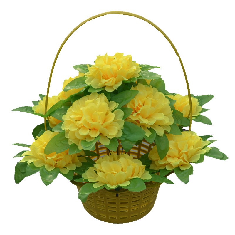 Wholesale of new Qingming Festival flower baskets featuring 11 pieces of simulated garden chrysanthemums and silk flowers for memorial and tomb visits detail image 2