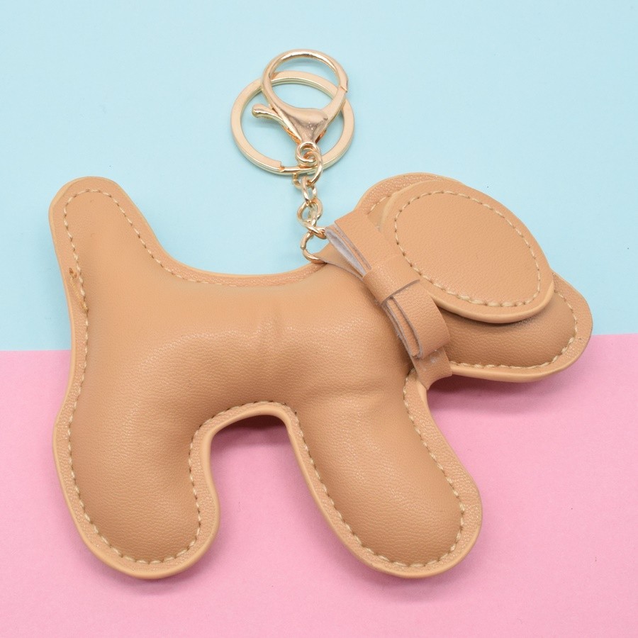 Pu Leather Oil Edge Dog Key Chain Pendant Specification drawing