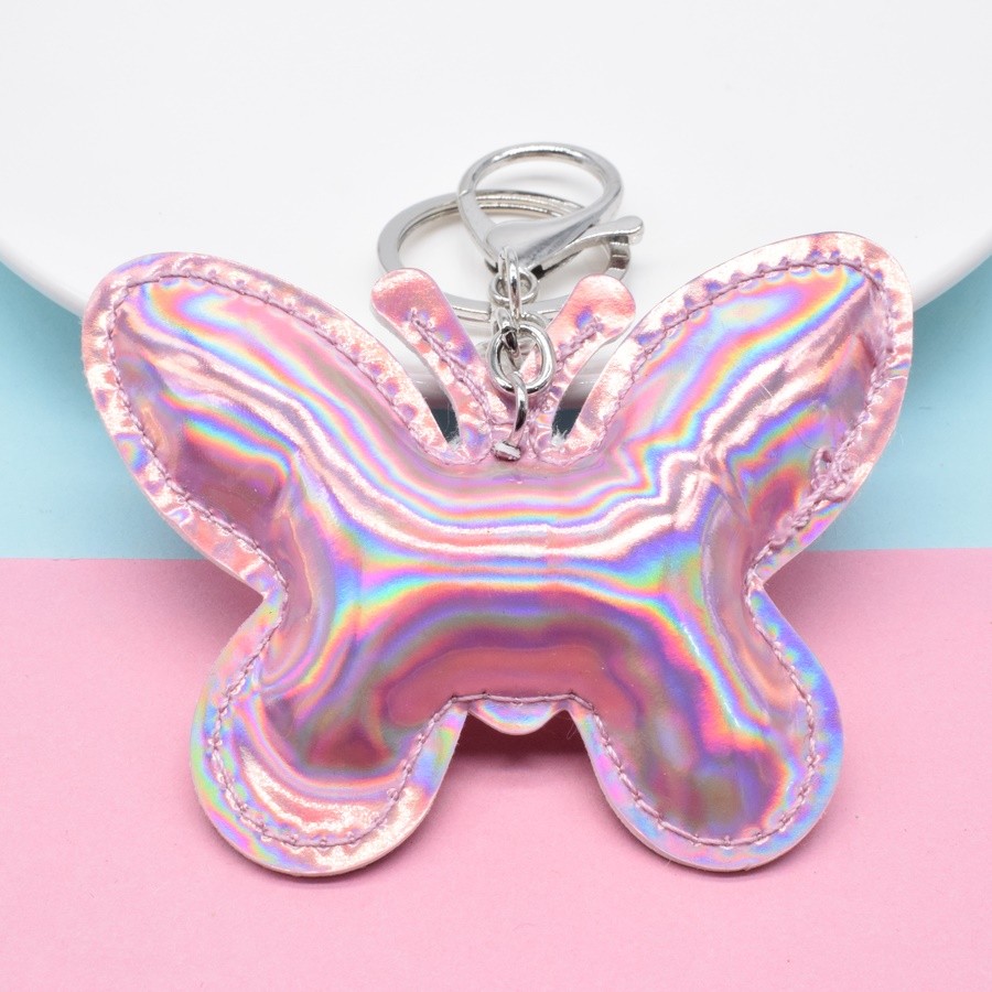 Pu Bright Leather Butterfly Keychain Gift Accessories details Picture