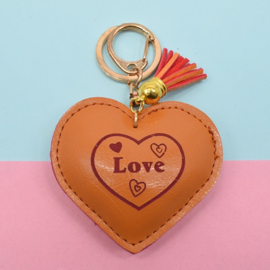 Pu Leather Fringe Love Key Chain Gift Pendant details Picture