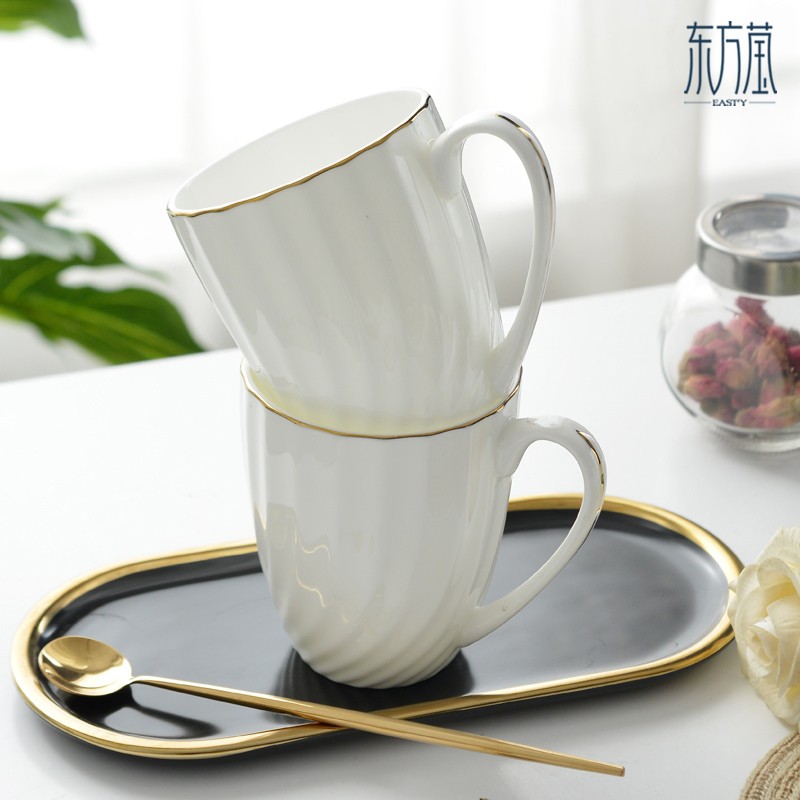 Ceramic cups, bone China cups, mugs, water cups, tea cups, single cups, gift cups, advertising cups, milk cups, breakfast cups, milk cups, embossed hand-painted gold detail image 3
