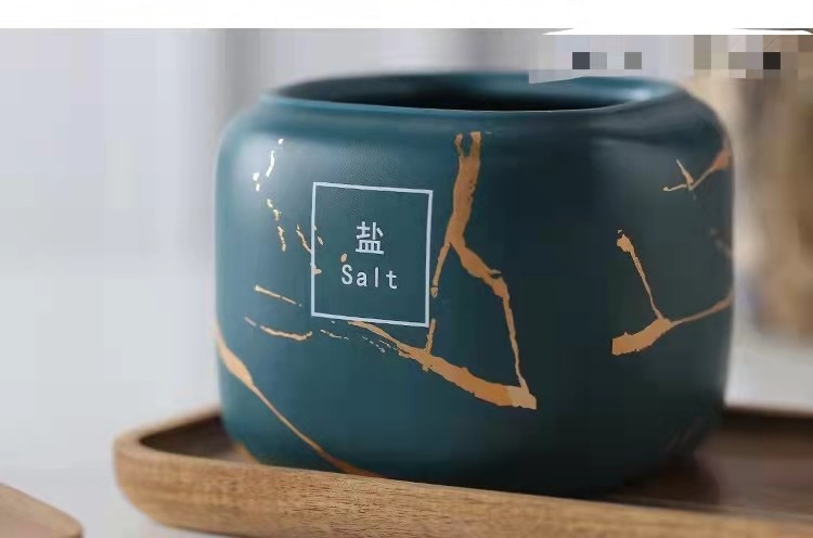 日式厨房磨砂调味罐套装 大理石纹陶瓷家用组合调料盒盐糖 调料瓶详情图8