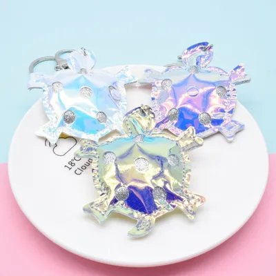 Pu Bright Leather Turtle Keychain Pendant