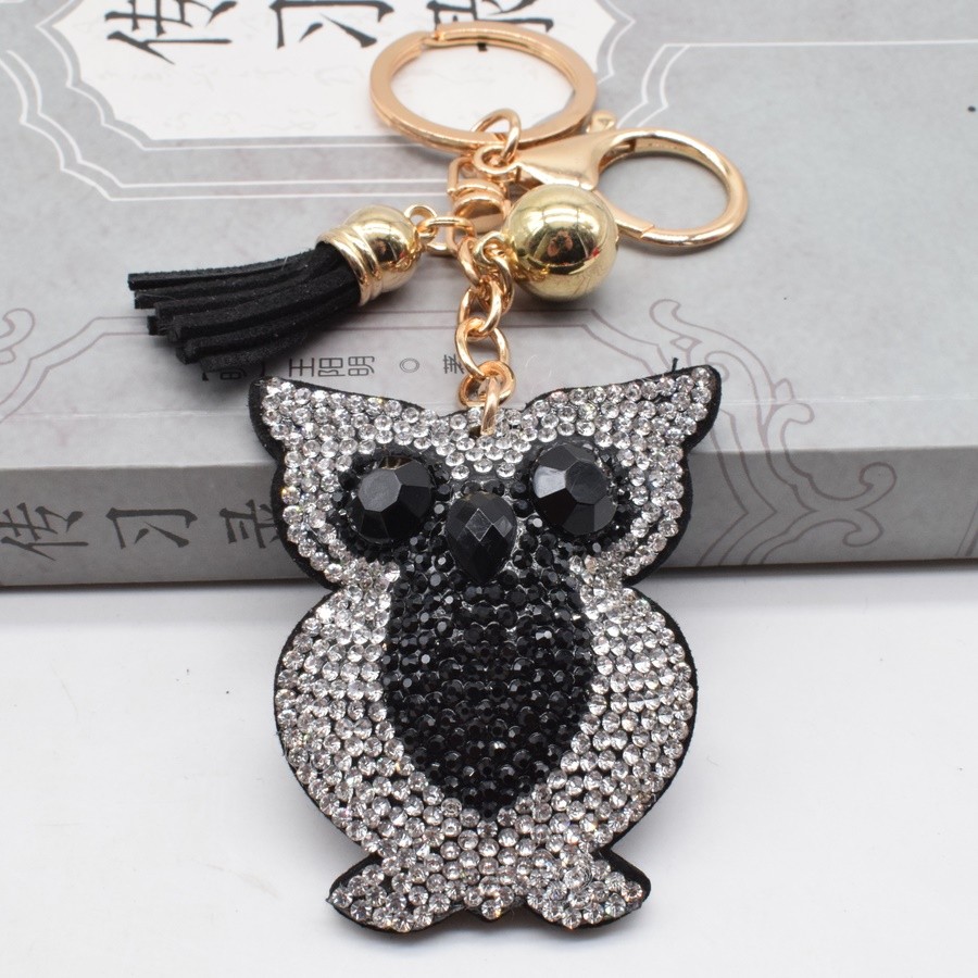 Pu Diamond Owl Key Chain Pendant Gift Wholesale full figure