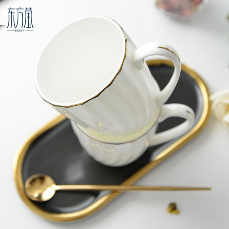 Ceramic cups, bone China cups, mugs, water cups, tea cups, single cups, gift cups, advertising cups, milk cups, breakfast cups, milk cups, embossed hand-painted gold detail image 4
