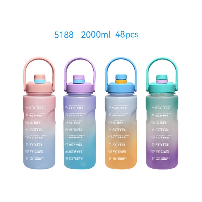 Fashion gradient large capacity space cup with graduated straw outdoor portable plastic cup sports large kettle Item Picture