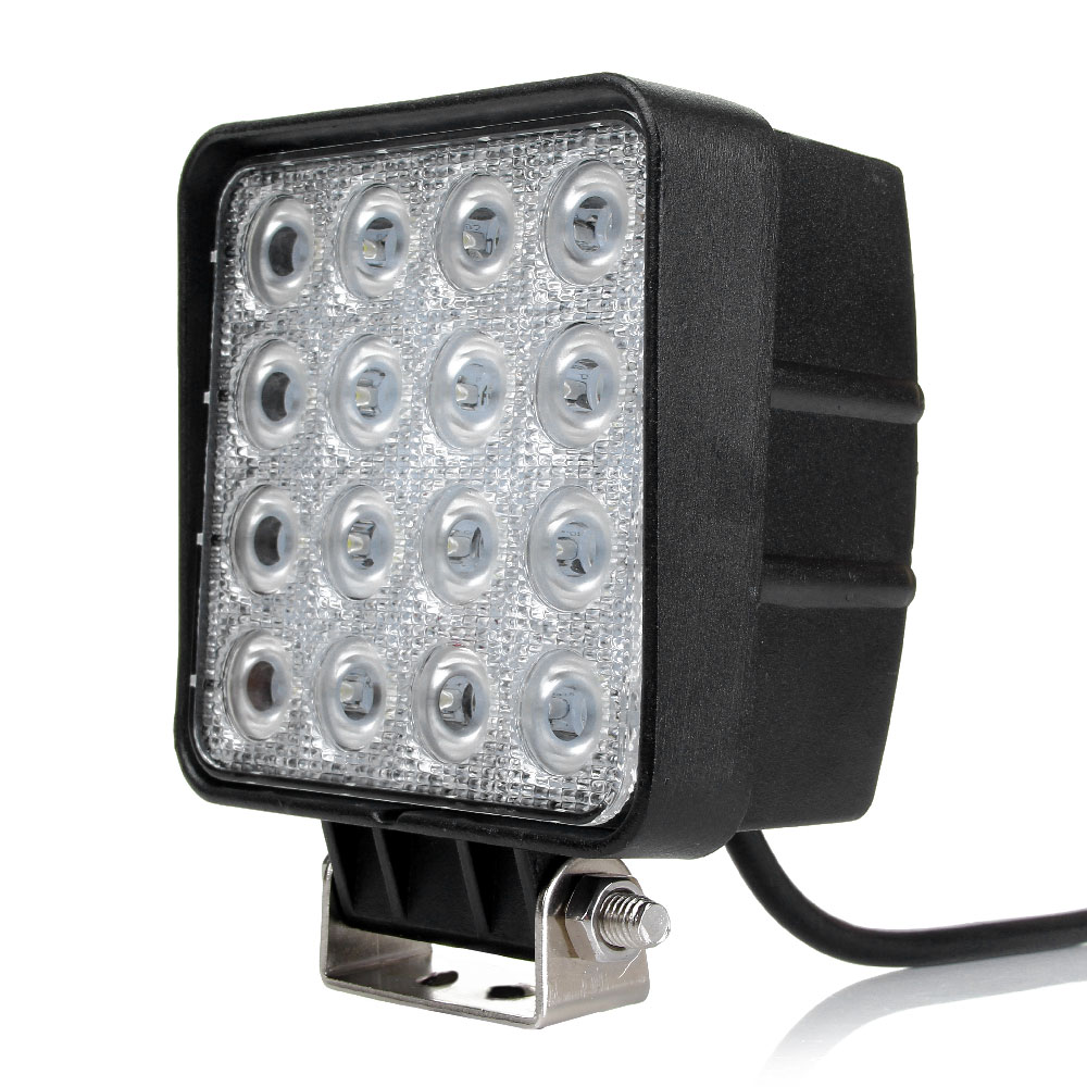 48W square 18-lamp LED work light for automobiles, motorcycle light, JEEP SUV, ATV, UVT tractor, ship light