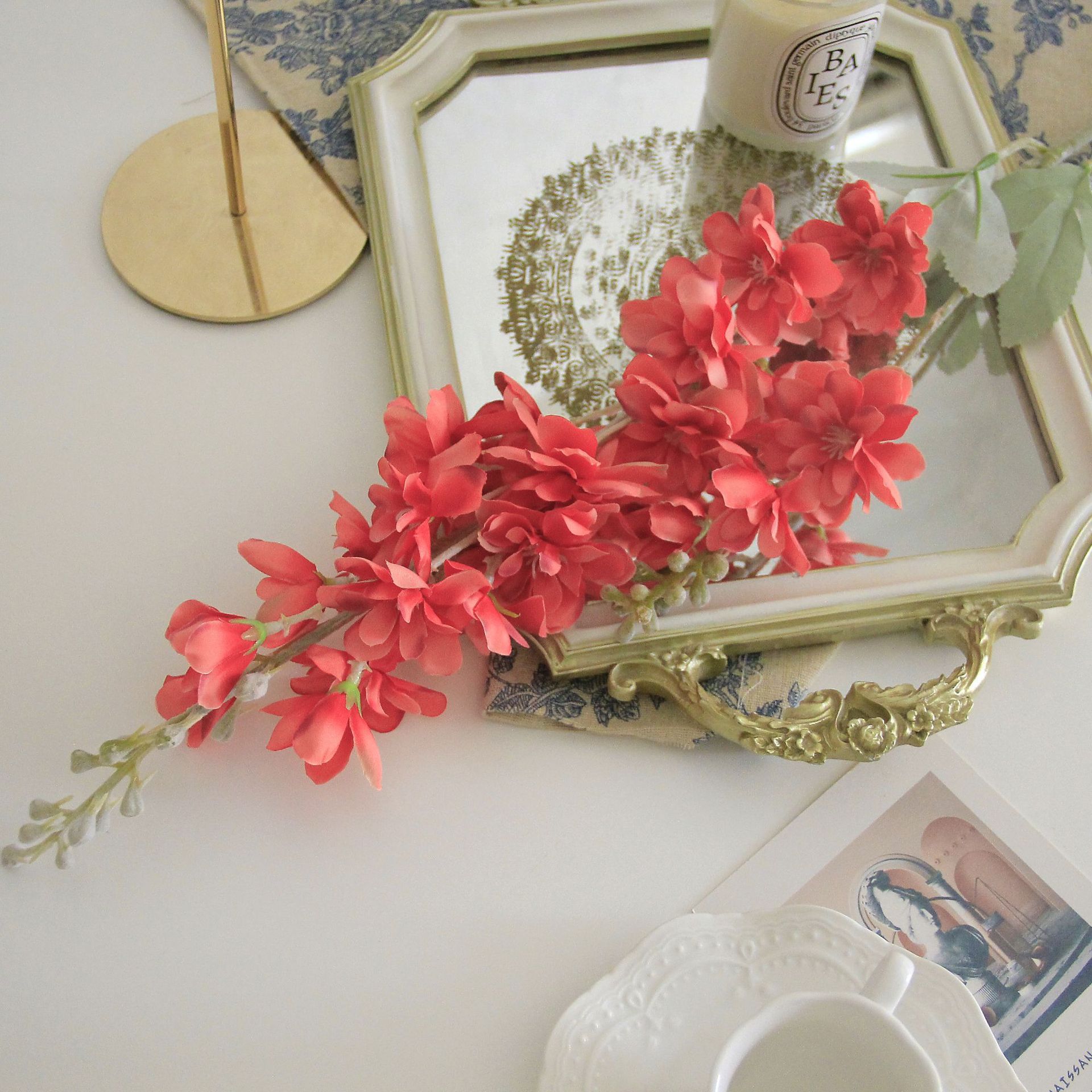 2-fork flocking flying swallow artificial flower, simple Korean-style home decoration, wedding street leading flower, wholesale for foreign trade, artificial flower arrangement details Picture