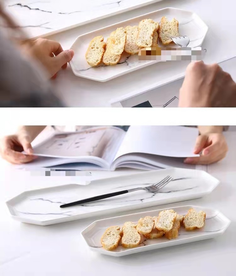 日式大理石纹创意盘子 和风冷菜盘西餐牛排大盘家用水果盘早餐盘详情图7