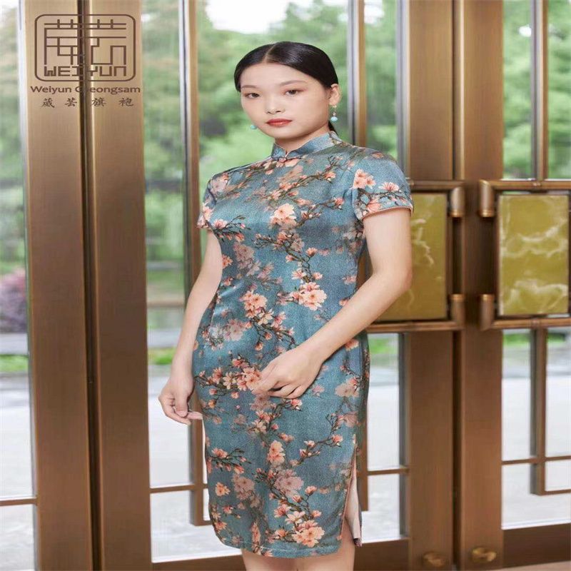 真丝旗袍2021年夏季新款改良版连衣裙年轻款复古气质中国风41