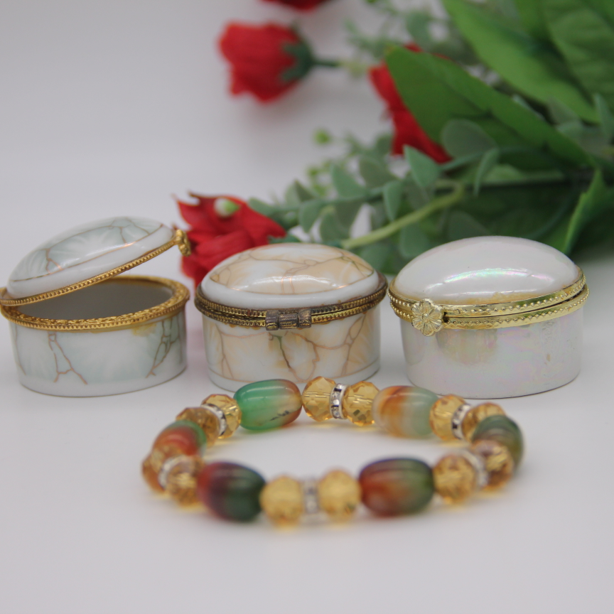 陶瓷工艺品珠宝盒陶瓷工艺礼品盒网红储物盒新款爱心别致摆件