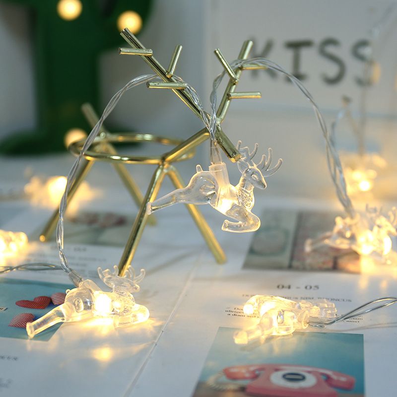 LED灯串圣诞节日礼物麋鹿电池灯房间派对装饰灯彩灯小鹿造型灯