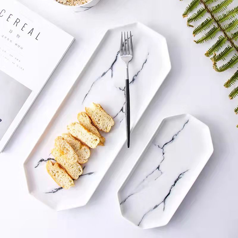 Japanese-style marble-patterned creative plates and air-cooled vegetable plates, Western-style steak plates, home fruit plates, breakfast plates Application Scenario