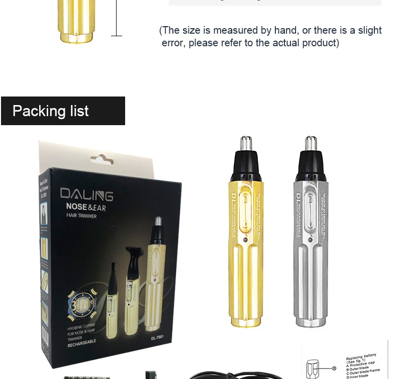 DALING Electric Nasal Hair Trimmer DALING-7001 Men's Nasal Hair Cleaning and Shaving Device, rechargeable nasal hair trimmer, wholesale for export detail image 13