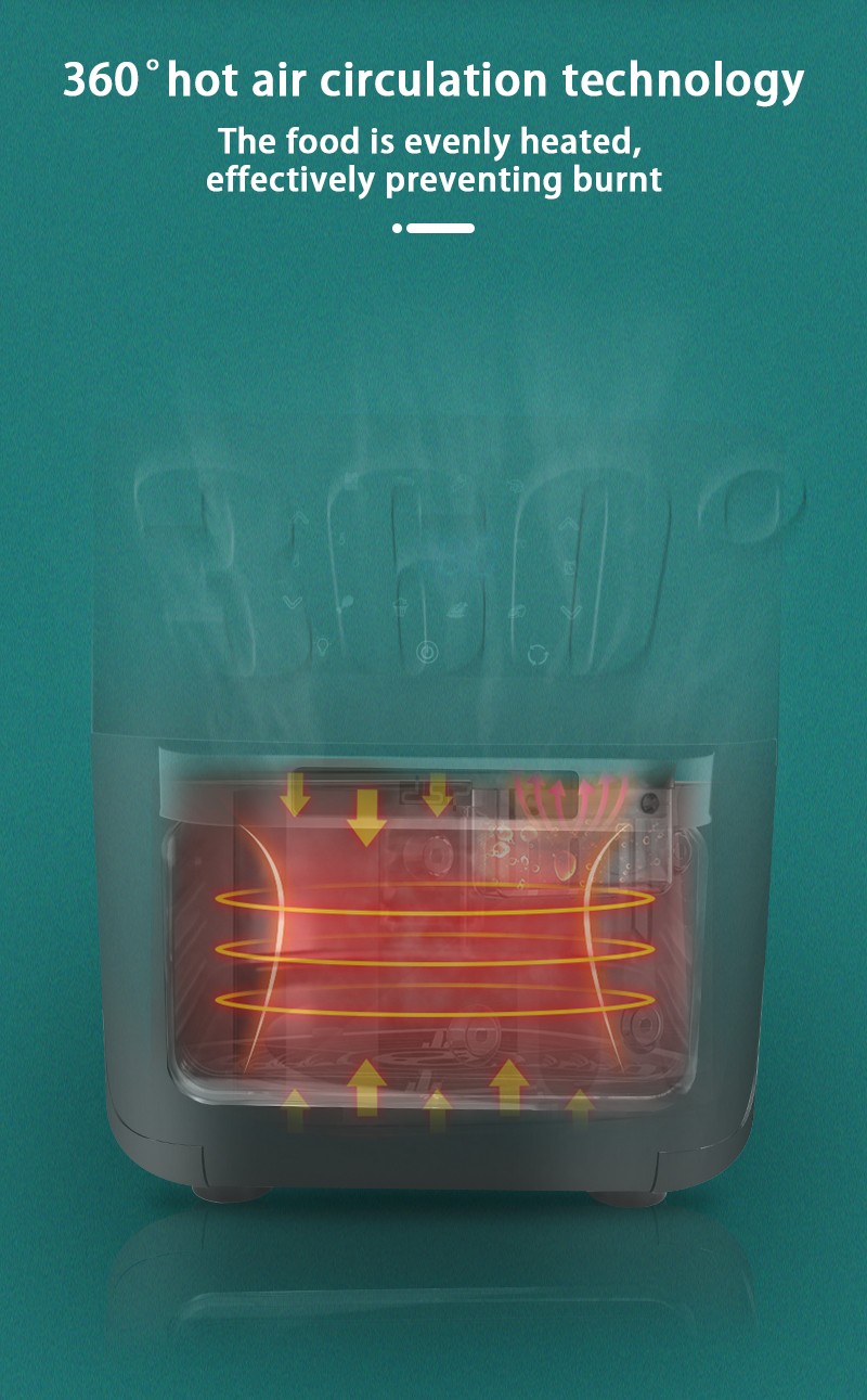DSP丹松 全自动多功能电炸锅无烟电烤箱家用12L智能触屏空气炸锅详情图9