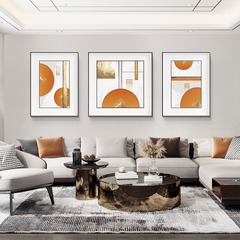 橙金岁月现代轻奢客厅装饰简约大气抽象沙发背景画壁画卧室画详情图2