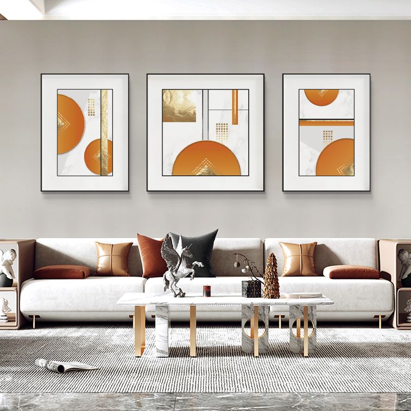 橙金岁月现代轻奢客厅装饰简约大气抽象沙发背景画壁画卧室画细节图