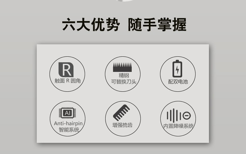 DALING-9051 Three-in-one Shaver, reciprocating electric rechargeable razor, multi-functional Hairdresser, Nose Hair Razor, blue set, wholesale for export, three-in-one shaver, hairdresser, nose hair razor pic 2