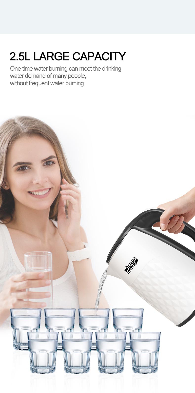 DSP丹松家用全自动保温一体自动断电2.5L容量智能 电热水壶详情图8