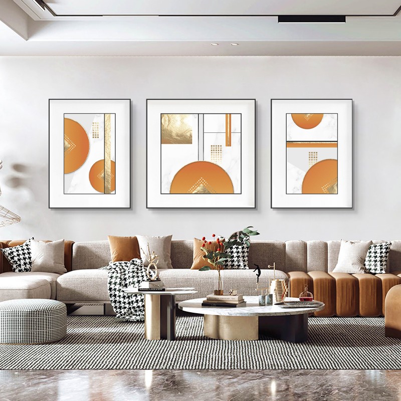 橙金岁月现代轻奢客厅装饰简约大气抽象沙发背景画壁画卧室画详情图4