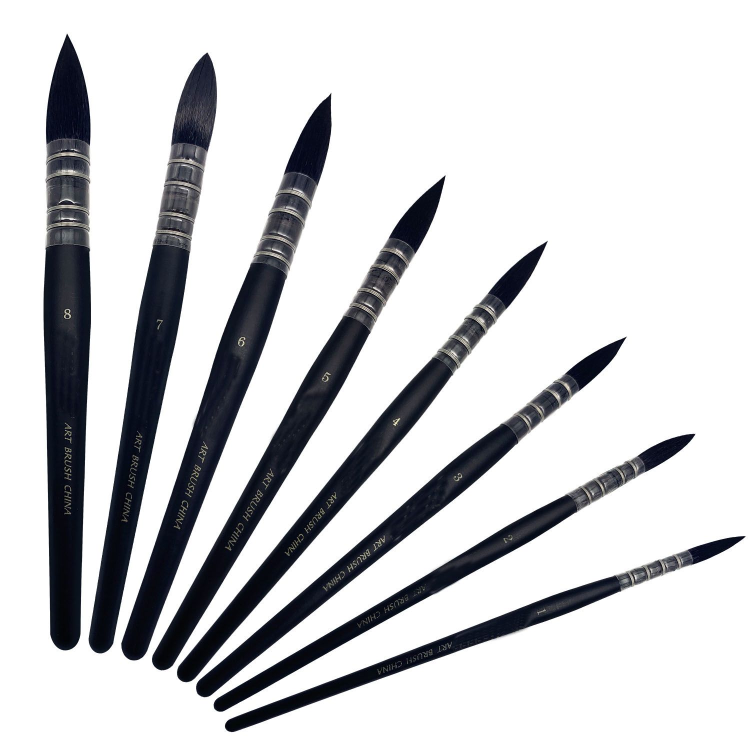 Professional round squirrel hair and horsehair mixed oil brush set, acrylic gouache watercolor details Picture