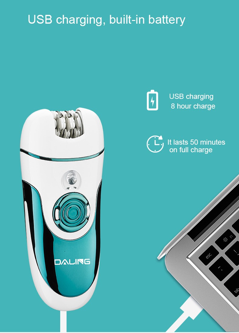 DALING-6018 for ladies, USB charging, pull-out, multi-functional, four-in-one hair remover, hair shaver, razor, hair remover with light, cross-border detail image 8