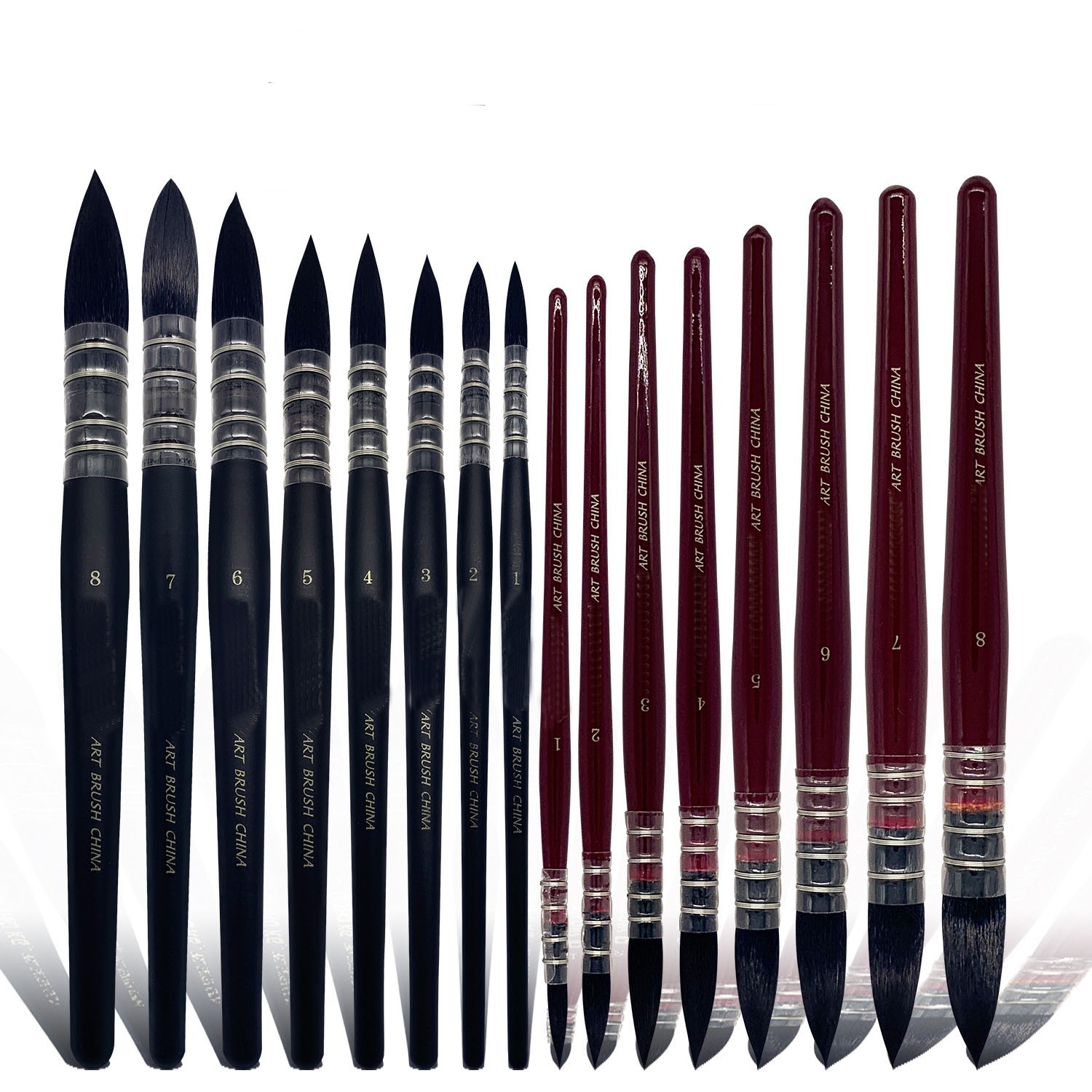 Professional round squirrel hair and horsehair mixed oil brush set, acrylic gouache watercolor detail image 4