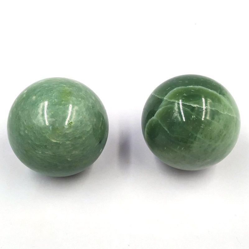 批发天然大理石光球圆球石头球对球 散装手球-绿色图