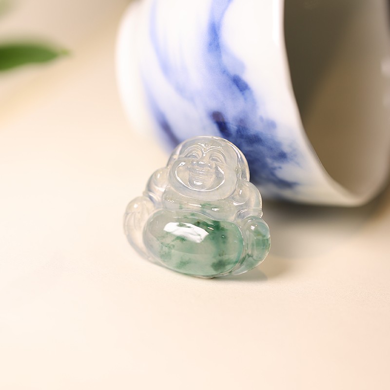 新宝丽D区三楼七街8148店翡翠冰种飘蓝花佛公新宝丽046详情图3