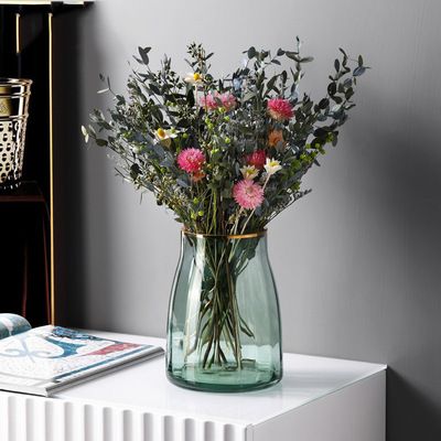 Nordic creative undulating glass vase decoration living room flower arrangement dry flower table tea table home decoration flower device