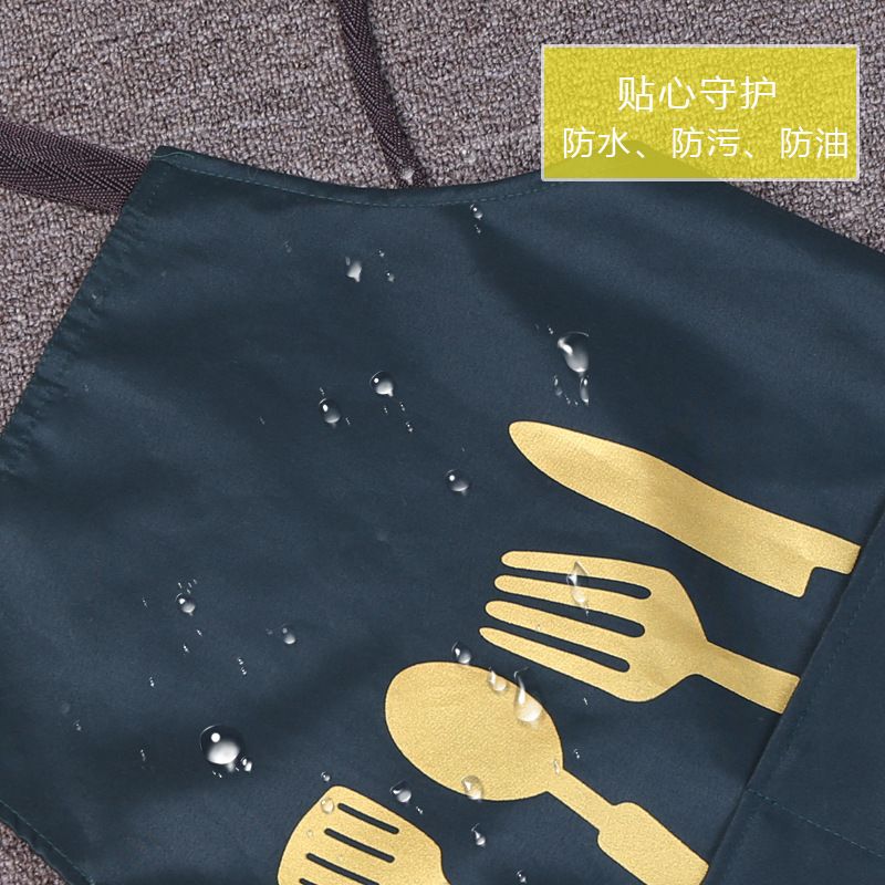 厂家批发番升韩版家居服三层复合防水印花刀叉围裙定LOGO。细节图