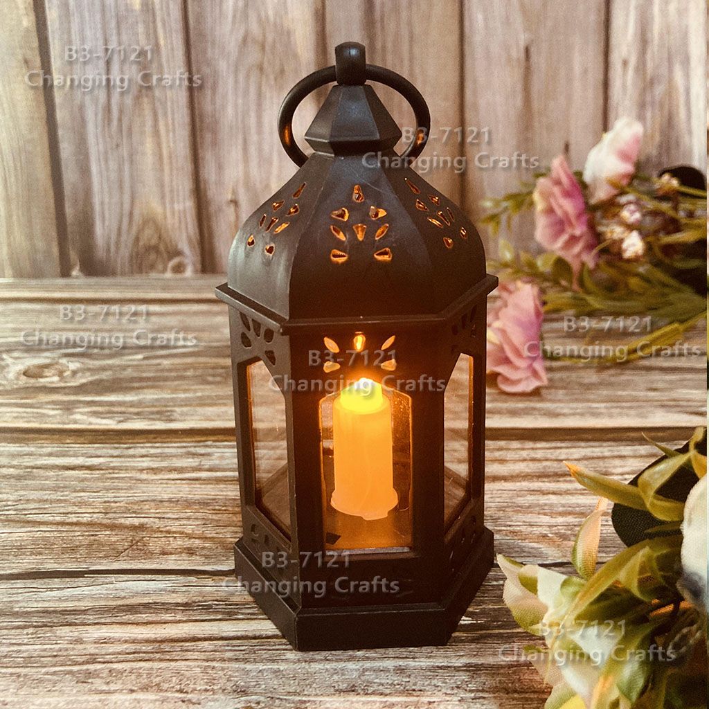 Ramadan plastic antique kerosene flame wind lamp Christmas creative decoration craft electronic candle stall goods import cross border approval Trembling sonic boom wedding road LED horse-light soft decoration prop fireplace 132 Item Picture