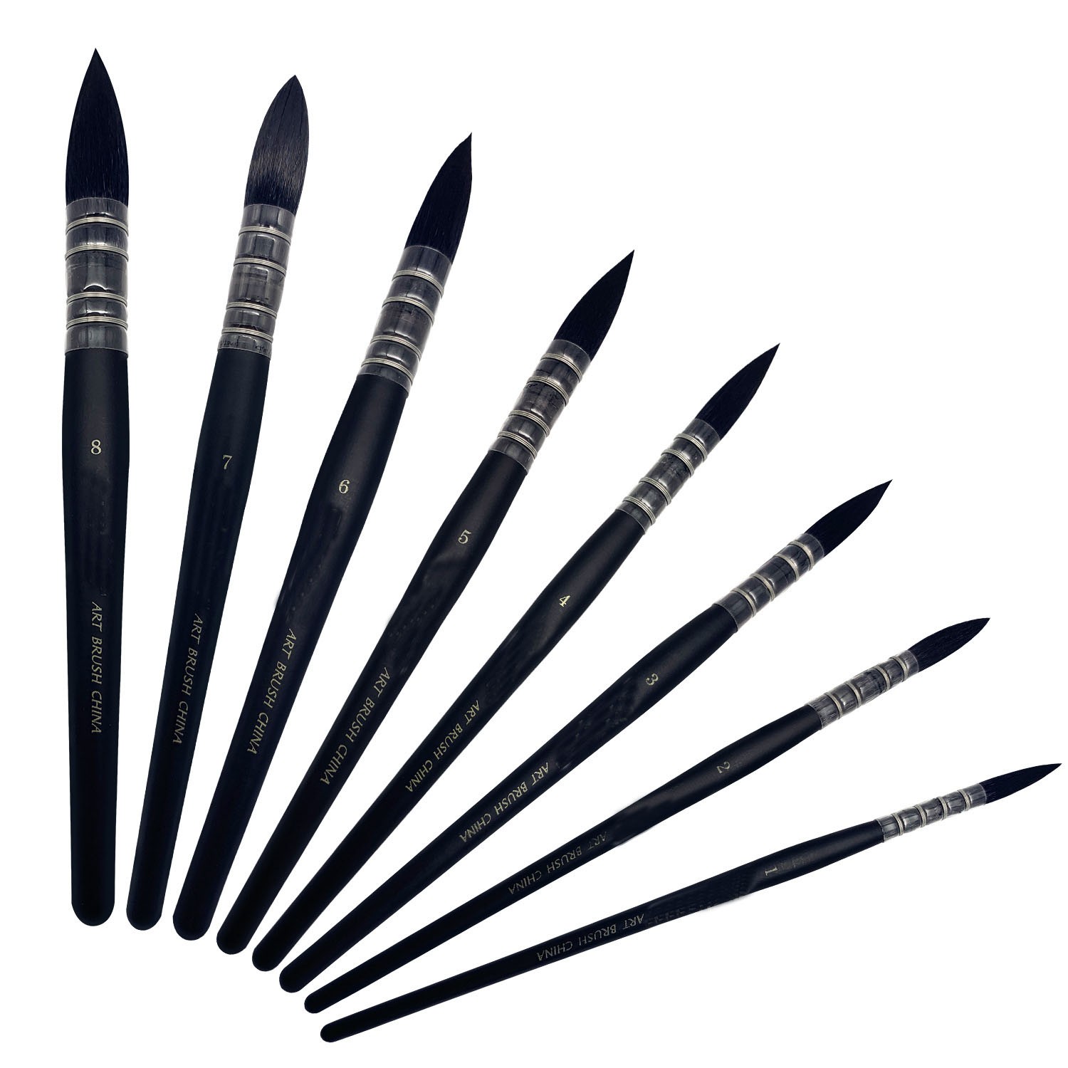Professional round squirrel hair and horsehair mixed oil brush set, acrylic gouache watercolor detail image 2