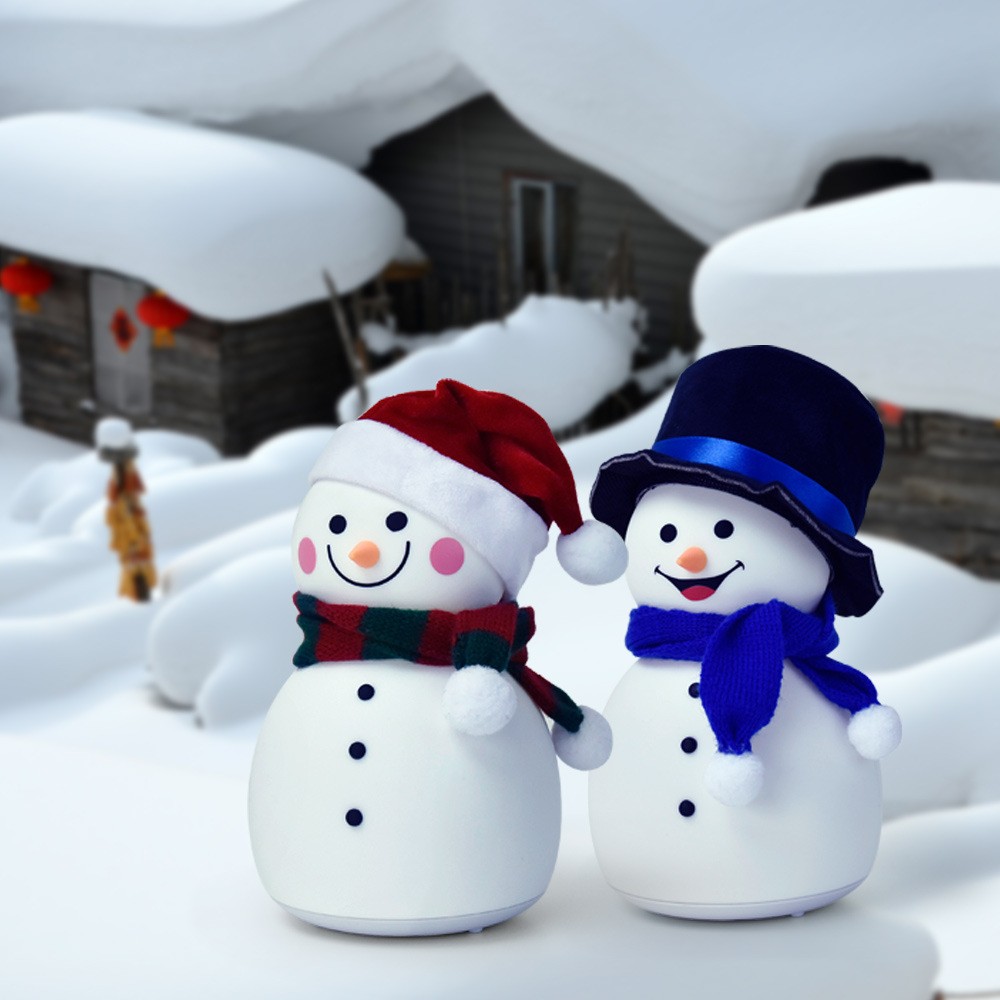 Snowman Night Light Christmas gift USB Light Cross-border creative children Cartoon cute LED rechargeable silicone night light detail image 1