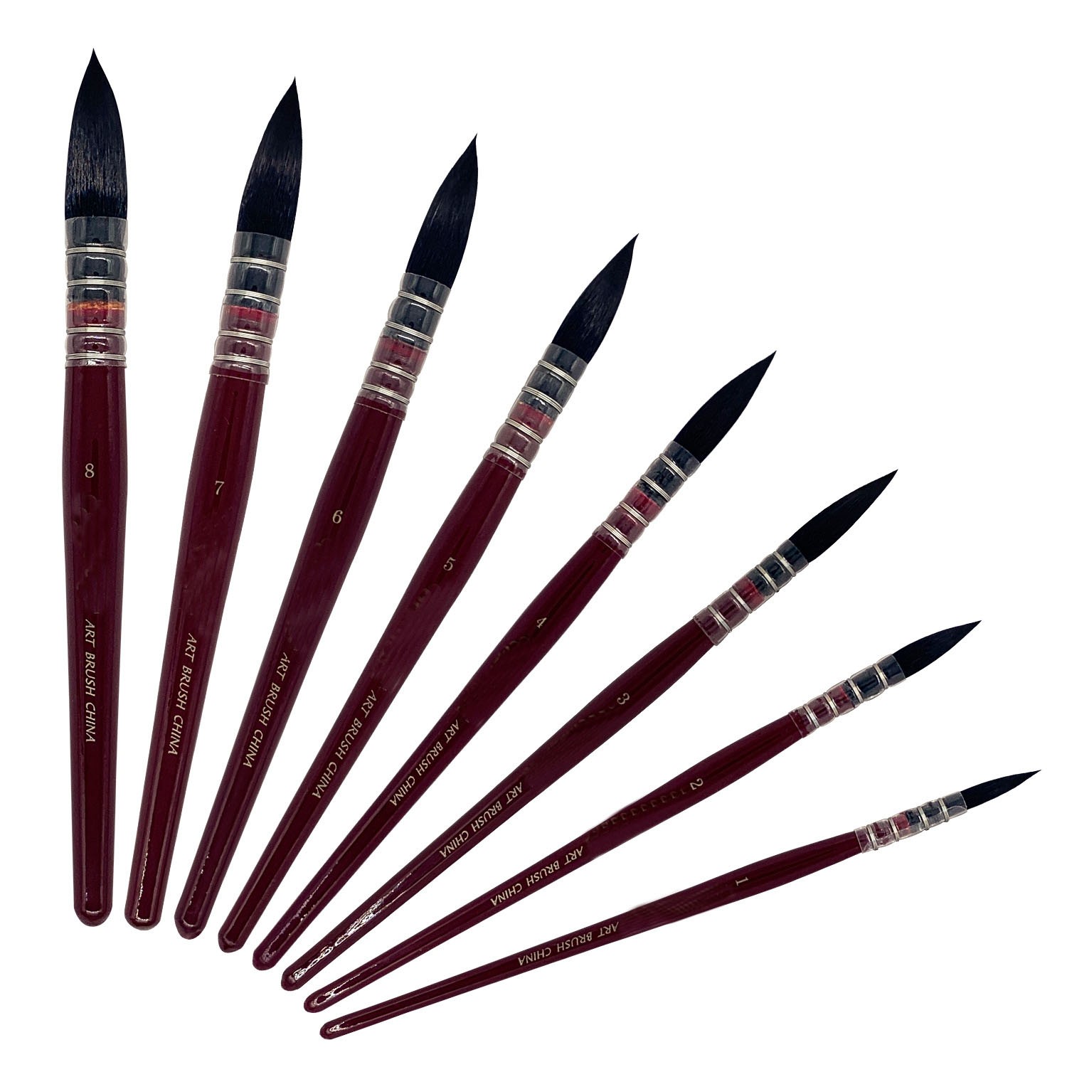 Professional round squirrel hair and horsehair mixed oil brush set, acrylic gouache watercolor detail image 1