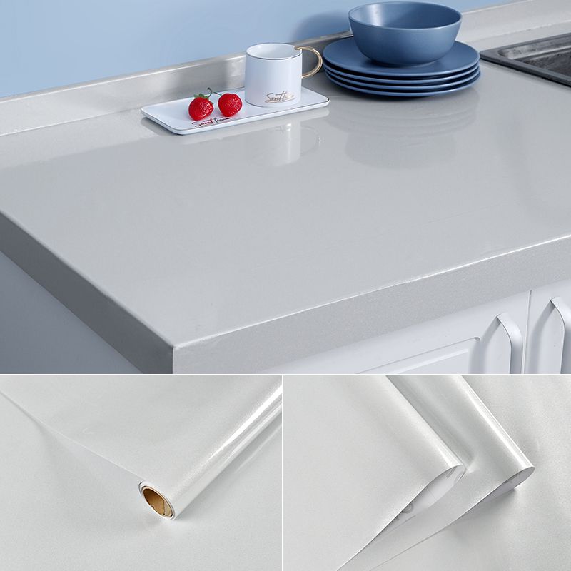 Grey pearlescent self-adhesive tape with back adhesive, moisture-proof, waterproof, easy to clean, stain-resistant, renovation wallpaper, kitchen fume sticker, furniture sticker, cabinet sticker, furniture renovation wardrobe, office desk, door, table, bedroom, living room, 60cm*3m