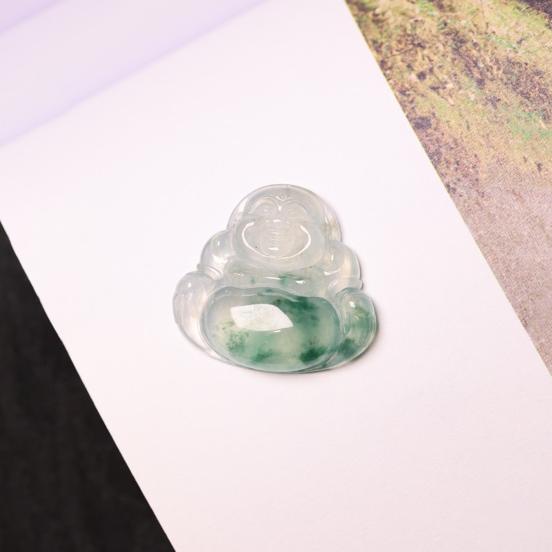 新宝丽D区三楼七街8148店翡翠冰种飘蓝花佛公新宝丽046详情图5