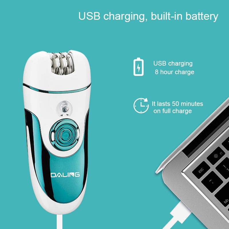 DALING-6018 for ladies, USB charging, pull-out, multi-functional, four-in-one hair remover, hair shaver, razor, hair remover with light, cross-border Application Scenario