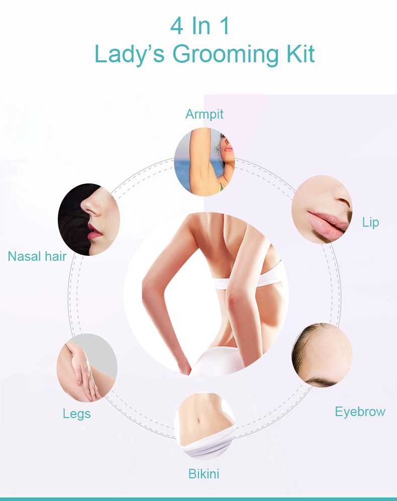 DALING-6018 for ladies, USB charging, pull-out, multi-functional, four-in-one hair remover, hair shaver, razor, hair remover with light, cross-border detail image 3