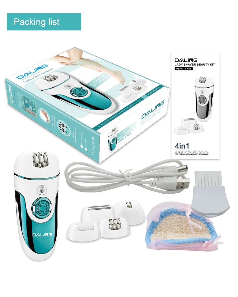 DALING-6018 for ladies, USB charging, pull-out, multi-functional, four-in-one hair remover, hair shaver, razor, hair remover with light, cross-border detail image 12