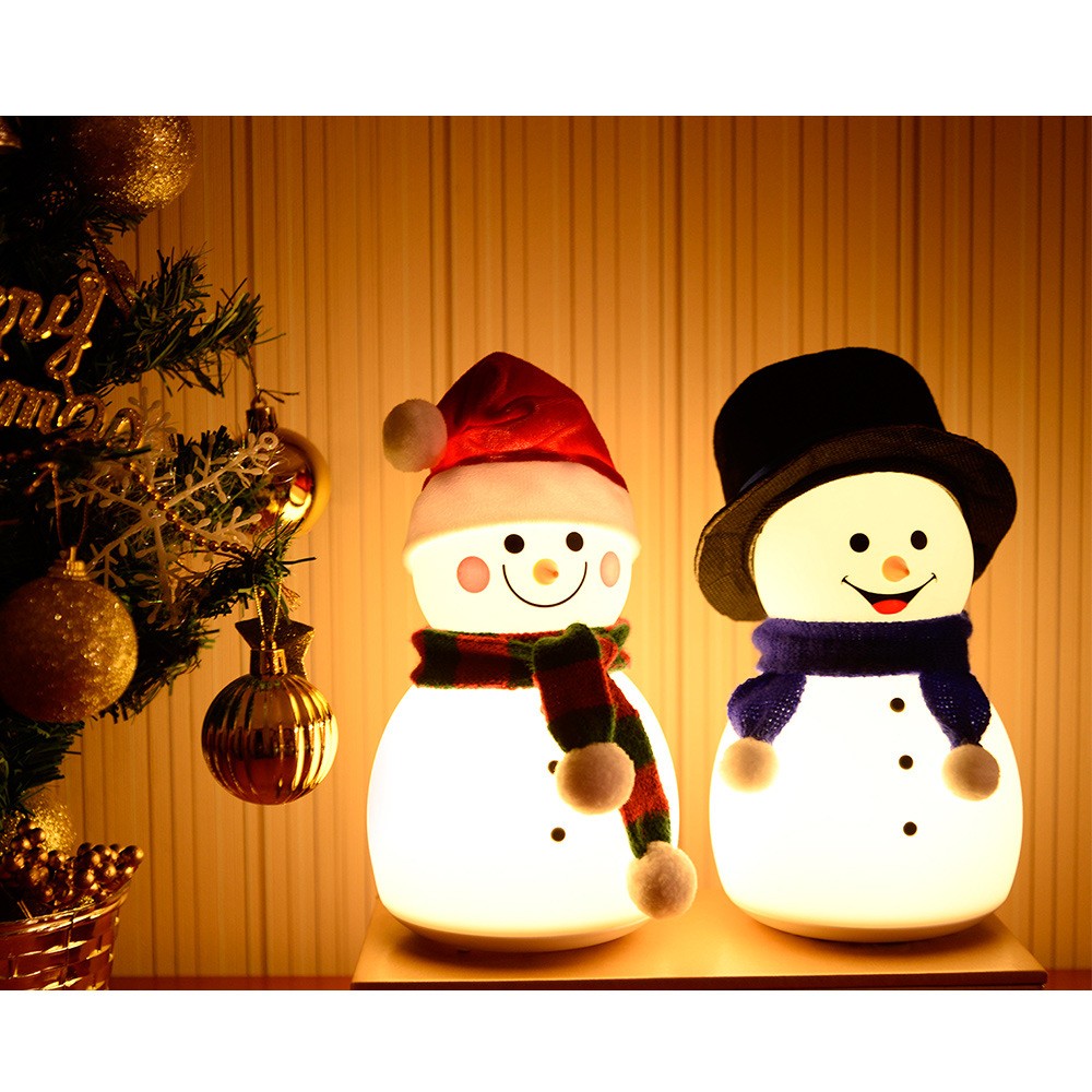 Snowman Night Light Christmas gift USB Light Cross-border creative children Cartoon cute LED rechargeable silicone night light detail image 3