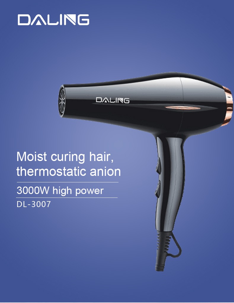DALING-3007 hair dryer, negative ion blue light does not damage hair, high power hair dryer, household cold and hot air hair dryer, wholesale cross-border detail image 1