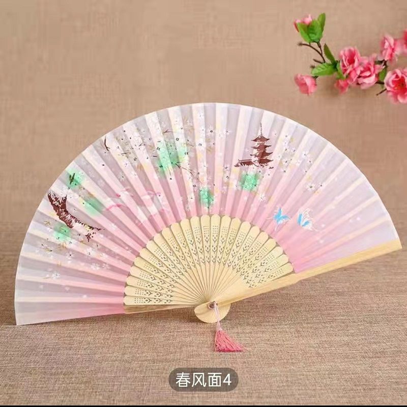 扇575竹子爆款日式女扇子古典折扇古风扇子旗袍扇子