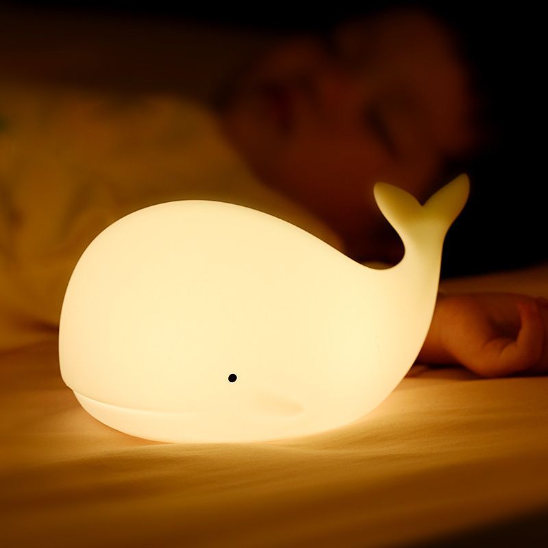 Marine silicone lamp, creative whale night light, bedroom children's night sleep companion, eye-protecting gift, atmosphere bedside lamp
