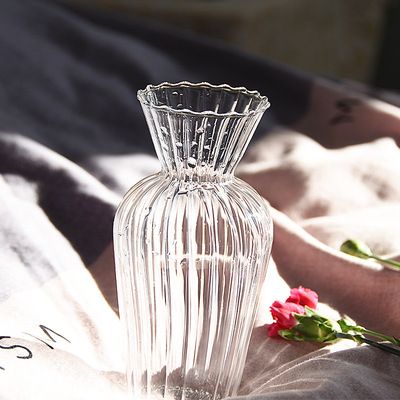 Dry flower vases ins Style table decoration Flower pieces Striped glass vases home accessories
